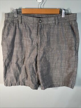 Van Heusen Shorts Men's Size 36 Grey Black Pattern Flat Front Shorts